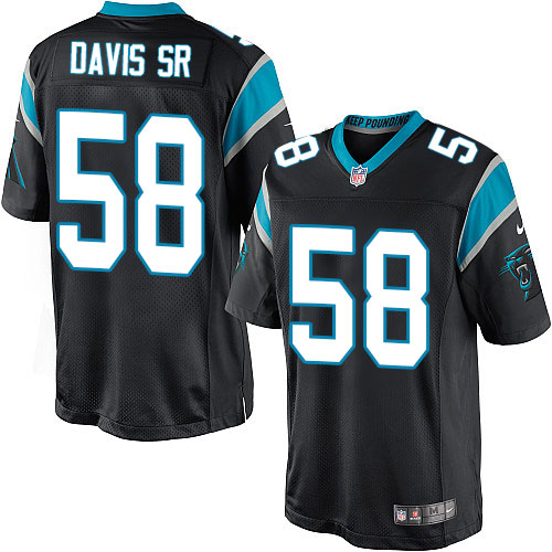 Men's Limited Thomas Davis Nike Jersey Black Home - #58 NFL Carolina Panthers